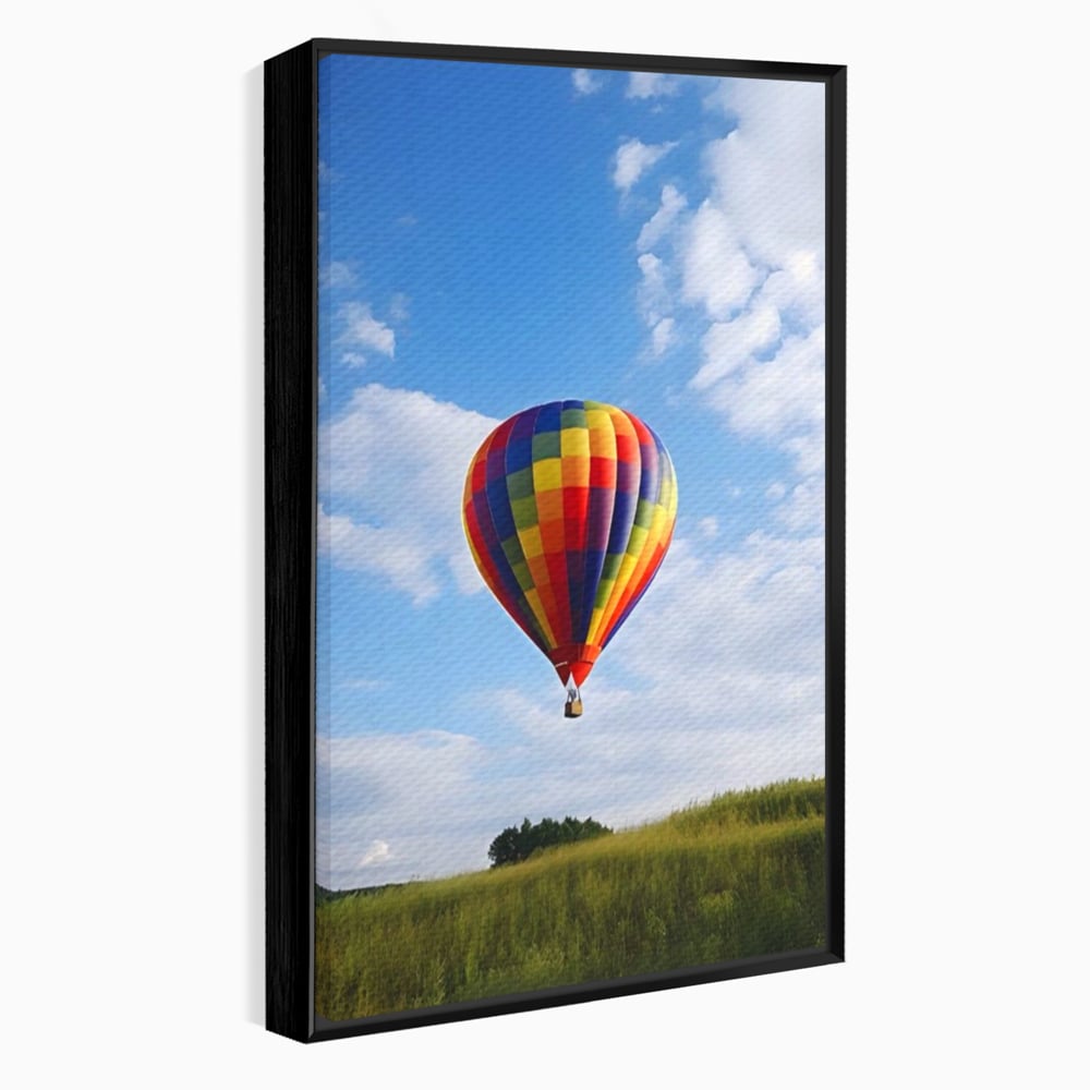 Tablou canvas cu tablou canvas cu balon cu aer cald, in rama de aluminiu negru